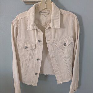 Sundance Jean Denim Crop Jacket Beige Ecru by Band of Gypsies xs
